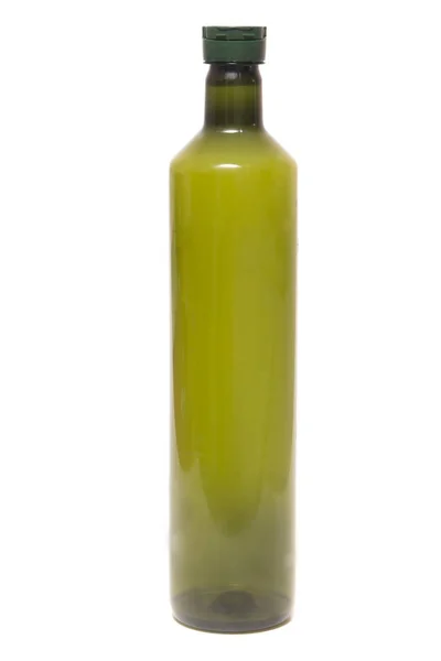 Yeşil plastik boş zeytinyağı şişesi — Stok fotoğraf