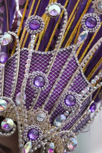 Primo Piano Dettagli Intricati Sul Costume Carnevale Femminile — Foto Stock
