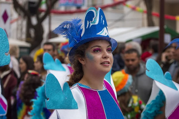 Loule Portugalia Lutego 2018 Kolorowy Karnawał Uczestników Festiwalu Miasto Loule — Zdjęcie stockowe