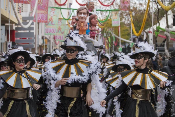 Loule Portekiz Şubat 2018 Renkli Karnaval Festival Katılımcıları Loule City — Stok fotoğraf