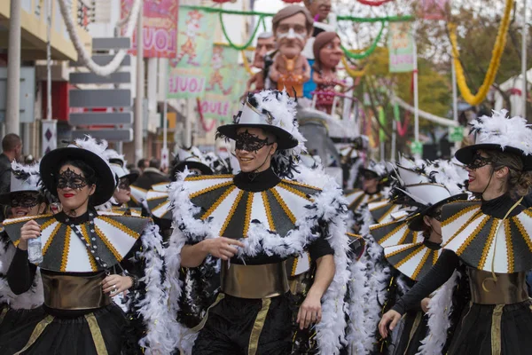 Loule Portugalsko Únor 2018 Barevné Karnevalové Účastníky Festivalu Město Loule — Stock fotografie