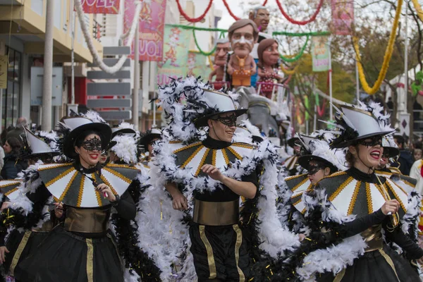 Loule Portugal Feb 2018 Participantes Coloridos Festival Carnaval Cidade Loulé — Fotografia de Stock