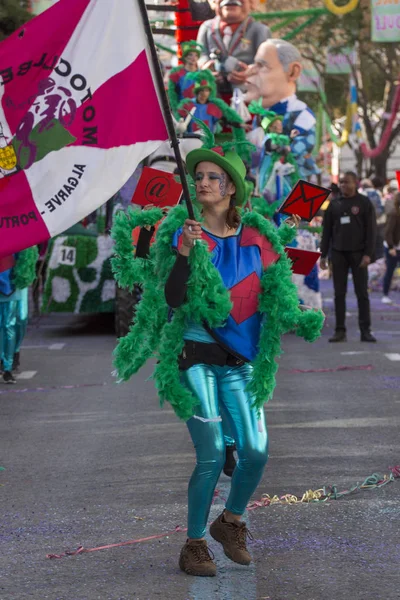 Loule Portekiz Şubat 2018 Renkli Karnaval Festival Katılımcıları Loule City — Stok fotoğraf