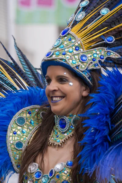 Loule Portugal Fevereiro 2018 Participantes Coloridos Festival Carnaval Cidade Loulé — Fotografia de Stock