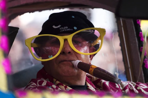 Loule Portugal Febrero 2018 Participante Colorido Festival Carnaval Ciudad Loule — Foto de Stock