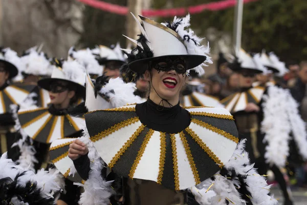 Loule Portugal Feb 2018 Färgglada Carnival Festivaldeltagare Loule Staden Portugal — Stockfoto