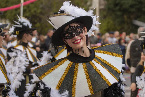 Loule Portugal Feb 2018 Bunte Karnevalsfestteilnehmer Auf Loule City Portugal — Stockfoto