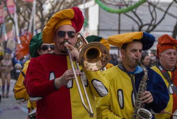 Loule Portugal Feb 2018 Participantes Coloridos Festival Carnaval Cidade Loulé — Fotografia de Stock