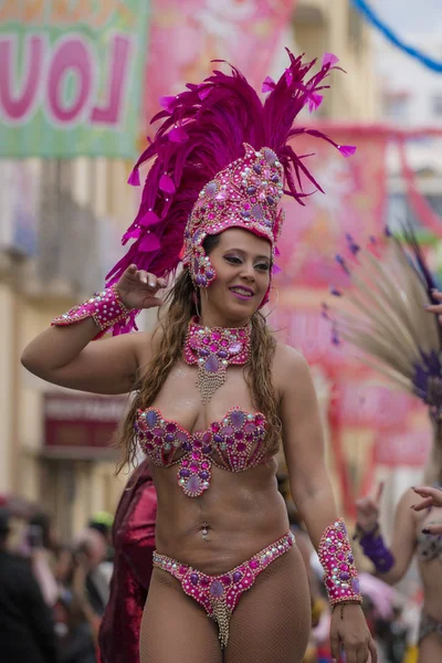 Loule Portugal Februari 2018 Kleurrijke Carnaval Festival Deelnemer Stad Loulé — Stockfoto