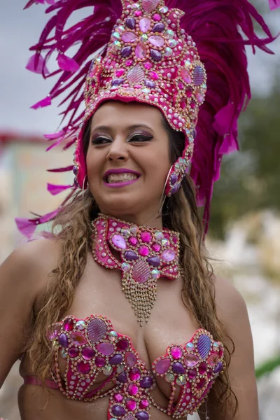Loule Portugal Februari 2018 Kleurrijke Carnaval Festival Deelnemer Stad Loulé — Stockfoto