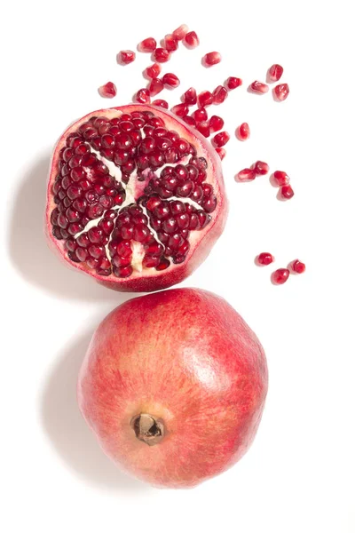 Closeup View Tasty Pommegranate Fruit Isolated White Background — Stock Photo, Image