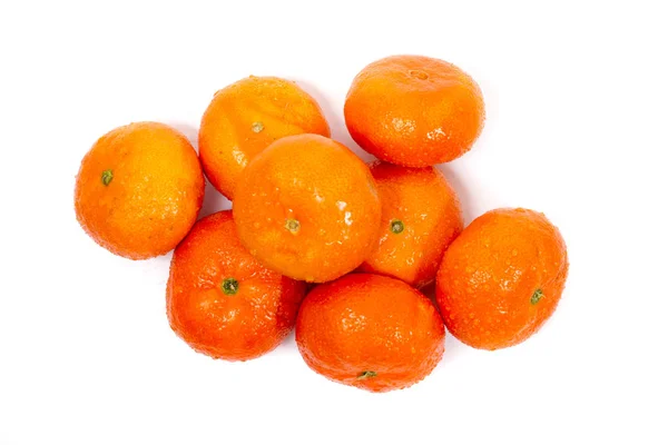 Våta Klementiner Frukter Isolerad Vit Bakgrund — Stockfoto