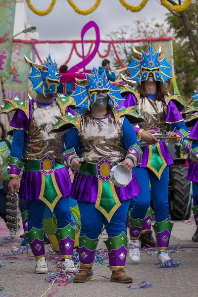 Loule Portugal Feb 2018 Colorful Carnival Parade Festival Participants Loule — Stock Photo, Image