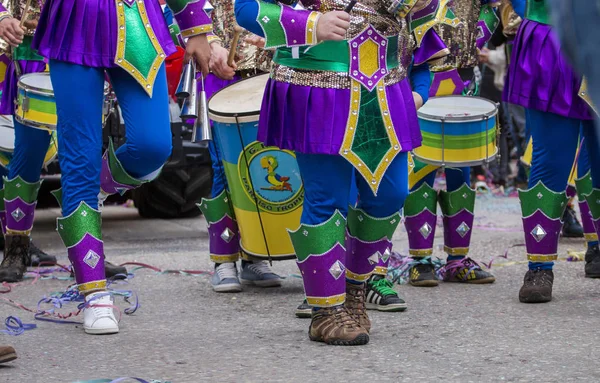 Loule Portugal Feb 2018 Coloridos Participantes Del Festival Carnival Parade — Foto de Stock