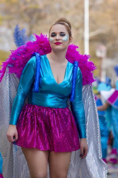 Loule Portugal Feb 2018 Участник Фестиваля Красочных Карнавальных Парадов Городе — стоковое фото