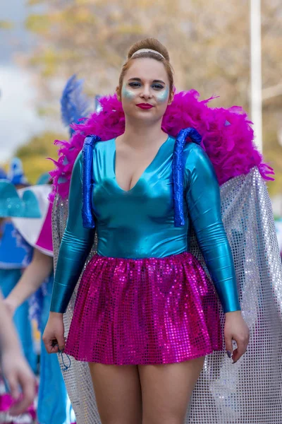 Loule Portugal Februari 2018 Parade Van Kleurrijke Carnaval Festival Deelnemer — Stockfoto