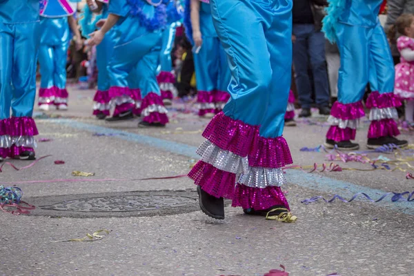 Piernas Colorido Carnaval Carnaval Desfile Festival Femenino Participante — Foto de Stock