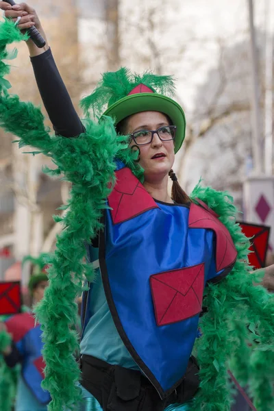 Loule Portugal Feb 2018 Colorido Carnaval Parade Festival Participante Cidade — Fotografia de Stock