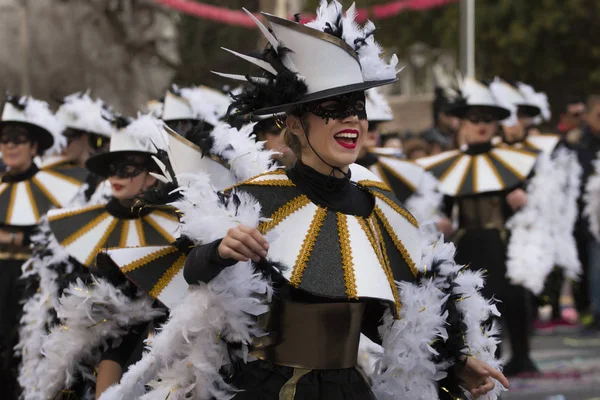 Loule Portugal Feb 2018 Participantes Coloridos Festival Desfile Carnaval Cidade — Fotografia de Stock