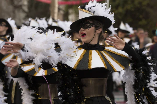 Loule Portugal Feb 2018 Participantes Coloridos Festival Desfile Carnaval Cidade — Fotografia de Stock