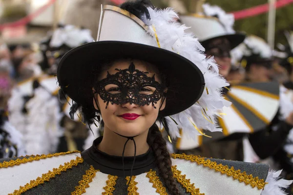 Loule Portugalia Luty 2018 Kolorowy Karnawał Parada Uczestników Festiwalu Miasto — Zdjęcie stockowe