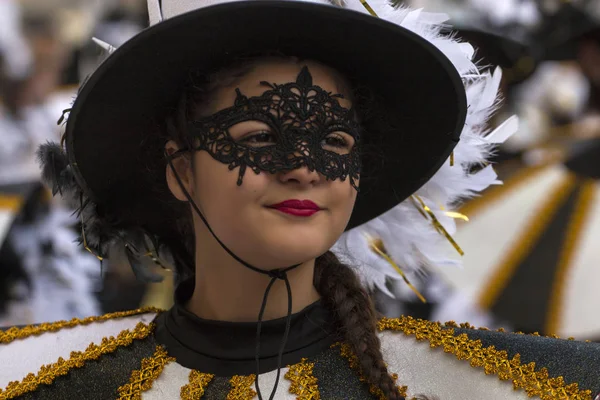 Loule Portugal Feb 2018 Participantes Coloridos Festival Desfile Carnaval Cidade — Fotografia de Stock