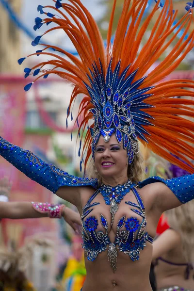 Loule Portugal Feb 2018 Coloridos Participantes Del Festival Carnival Parade —  Fotos de Stock