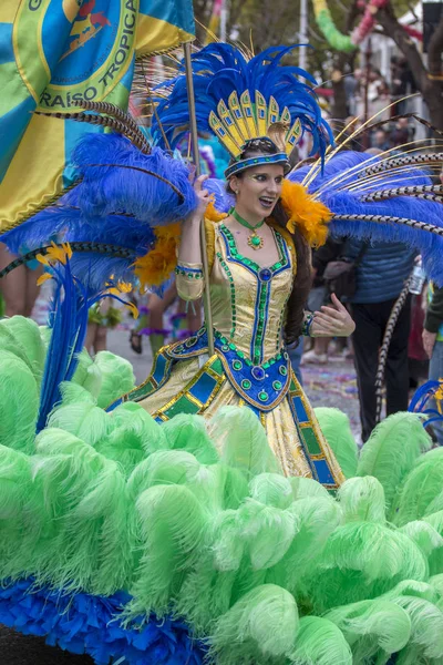 Loule Portekiz Şubat 2018 Renkli Karnaval Geçit Festival Katılımcıları Loule — Stok fotoğraf