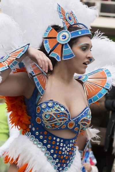 Loule Portugal Feb 2018 Coloridos Participantes Del Festival Carnival Parade —  Fotos de Stock