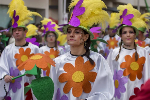 Loule 葡萄牙 2018年2月 五颜六色的狂欢节游行节日参加者在 Loule 葡萄牙 — 图库照片