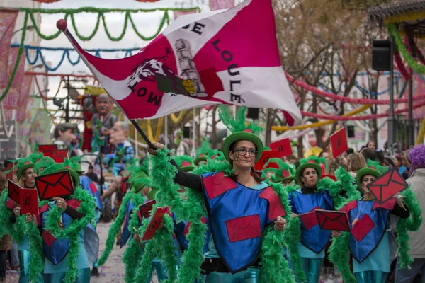 Loule Portugal Feb 2018 Farbenfrohe Karnevals Karnevals Paradeteilnehmer Auf Loule — Stockfoto