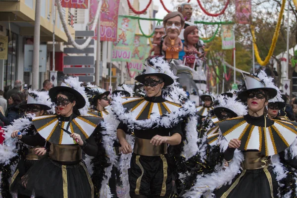 Loule Portugal Feb 2018 Farbenfrohe Karnevals Karnevals Paradeteilnehmer Auf Loule — Stockfoto