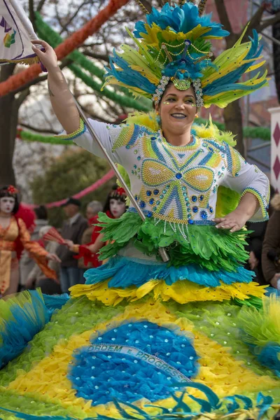Loule Portugal Feb 2018 Carnaval Colorido Desfile Festival Participantes Ciudad — Foto de Stock