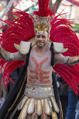 Loule, Portekiz - Şubat 2018: Renkli karnaval (Carnaval) geçit 