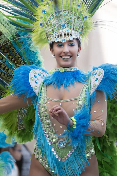 Loule Portugal Feb 2018 Farbenfrohe Karnevals Karnevals Paradeteilnehmer Auf Loule — Stockfoto