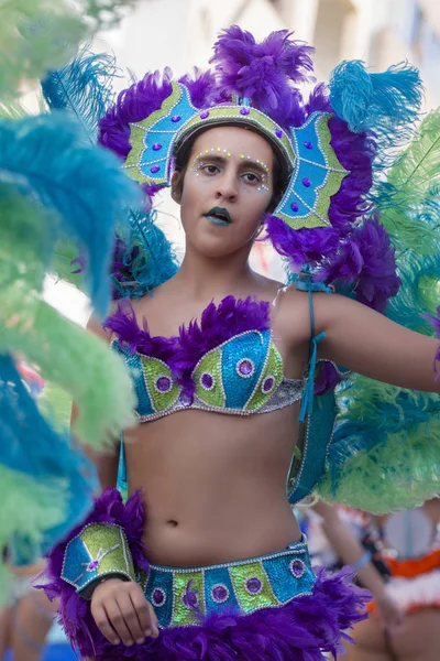 Loule Portugália Feb 2018 Színes Karnevál Carnaval Parade Fesztivál Résztvevői — Stock Fotó