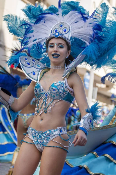 Loule Portugal Feb 2018 Farbenfrohe Karnevals Karnevals Paradeteilnehmer Auf Loule — Stockfoto
