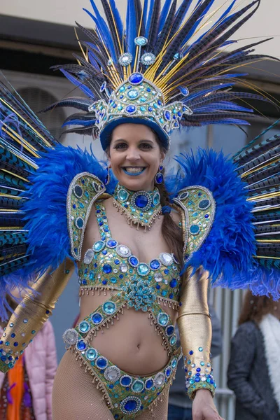 Loule Portogallo Feb 2018 Carnevale Colorato Carnevale Partecipanti Festival Parade — Foto Stock