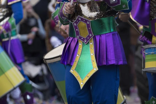 Loule Portugal Feb 2018 Farbenfrohe Karnevals Karnevals Paradeteilnehmer Auf Loule — Stockfoto