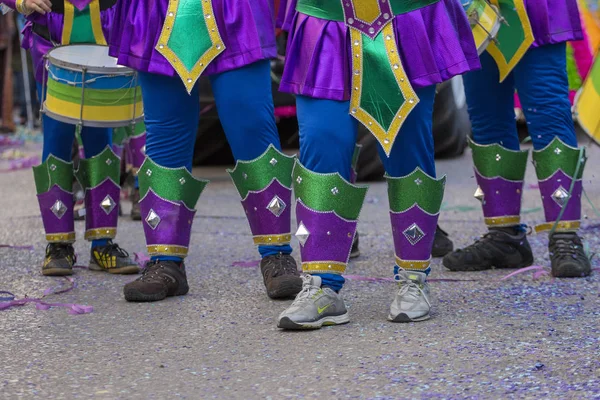 Loule Portugal Febrero 2018 Coloridos Participantes Del Festival Carnival Parade — Foto de Stock