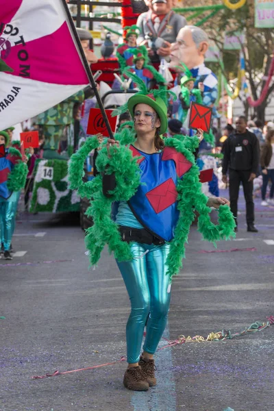 Loule Portugália 2018 Február Színes Farsangi Felvonulás Fesztivál Résztvevői Város — Stock Fotó