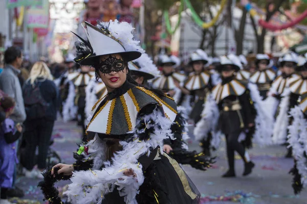 Loule Portugal Fevereiro 2018 Participantes Coloridos Festival Desfile Carnaval Cidade — Fotografia de Stock