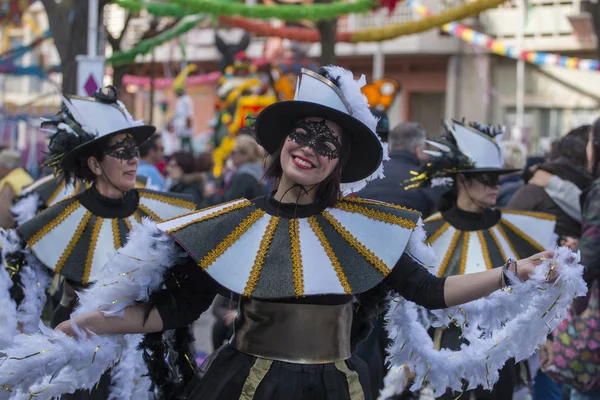 Loule Portugalia Lutego 2018 Kolorowy Karnawał Parada Uczestników Festiwalu Miasto — Zdjęcie stockowe