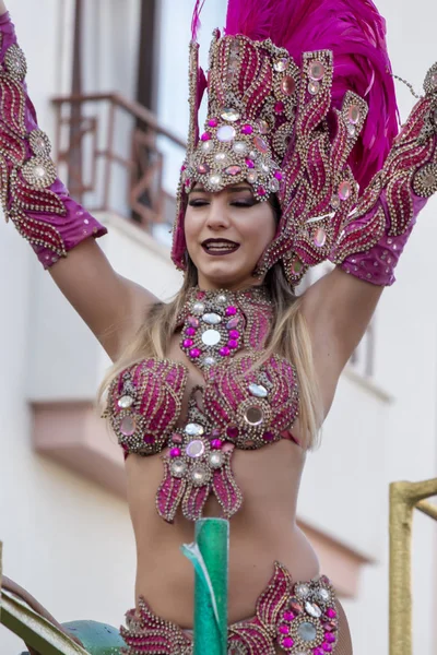 Loule Portugalia Lutego 2018 Kolorowy Karnawał Parada Uczestników Festiwalu Miasto — Zdjęcie stockowe