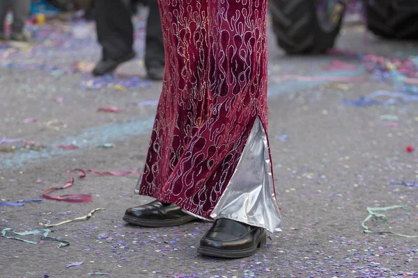 Beine Eines Farbenfrohen Karneval Karneval Parade Festival Weibliche Teilnehmerin — Stockfoto