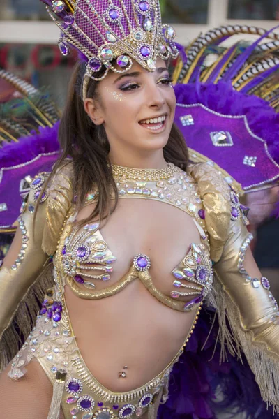 Loule Portugalia Luty 2018 Kolorowy Karnawał Karnawał Parada Uczestników Festiwalu — Zdjęcie stockowe