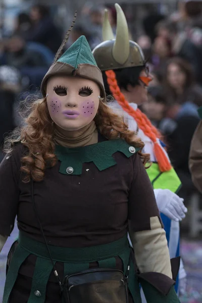 Loule Portugal Février 2018 Carnaval Coloré Carnaval Participants Festival Parade — Photo