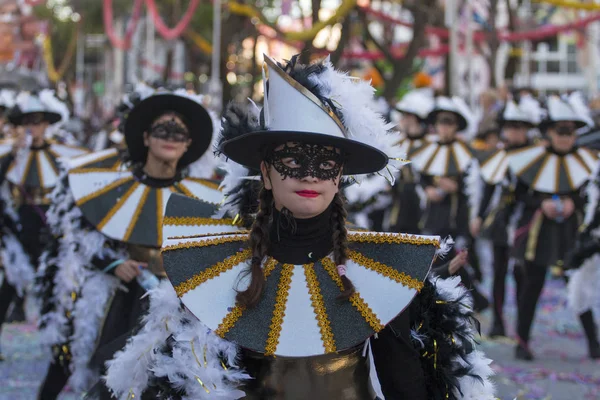 Loule Portugal Feb 2018 Färgglada Carnival Carnaval Parade Festivaldeltagare Loule — Stockfoto