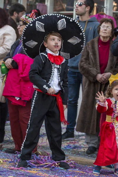 Loule Portugal Feb 2018 Färgglada Carnival Carnaval Parade Festivaldeltagare Loule — Stockfoto