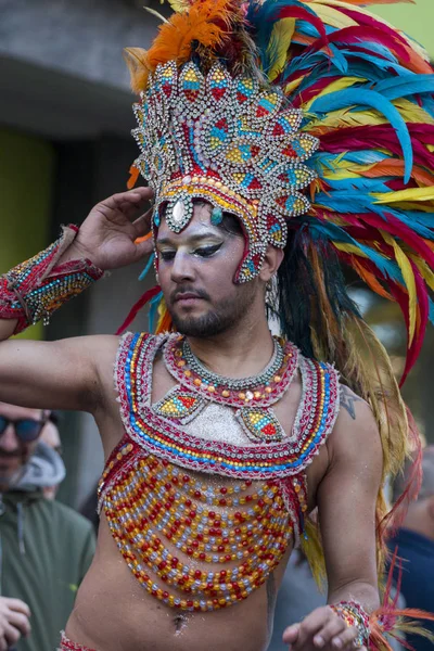 Loule Portugal Feb 2018 Färgglada Carnival Carnaval Parade Festivaldeltagare Loule — Stockfoto